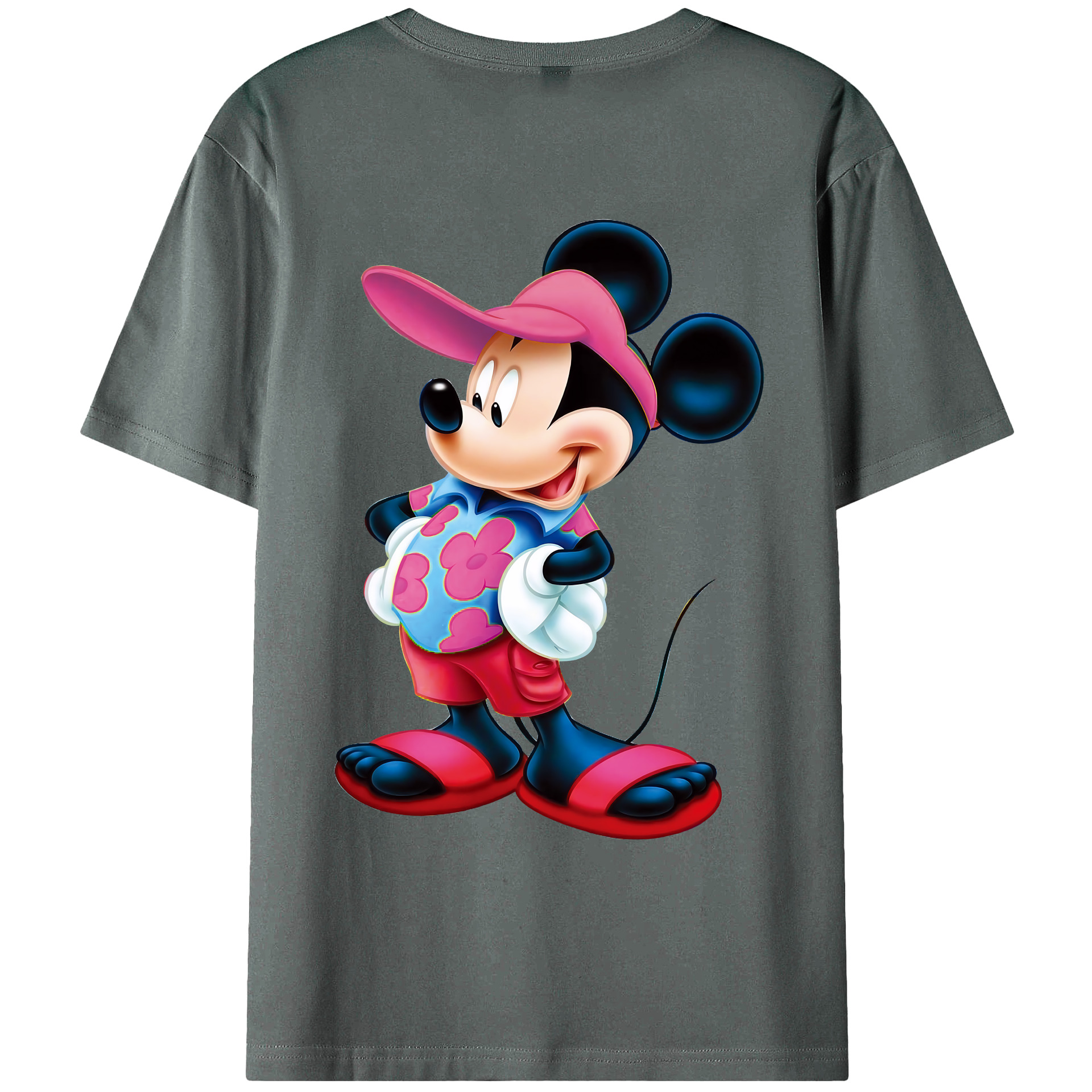 （画像用） ミッキーマウス Mickey Mouse 綿100％ メンズ半袖Tシャツ（バックプリント） 通気性